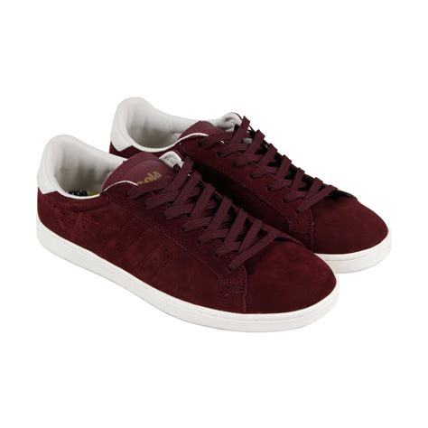 Burgundy Suede Sneakers .